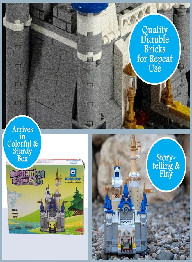 Brick Loot مجموعة كتل البناء قلعة الأحلام المسحورة من Brick Loot، 413 قطعة لعبة قلعة خيالية للأولاد والبنات، متوافقة مع كتل ليغو، هدية بناء ممتعة للأطفال 6+ - Image 4